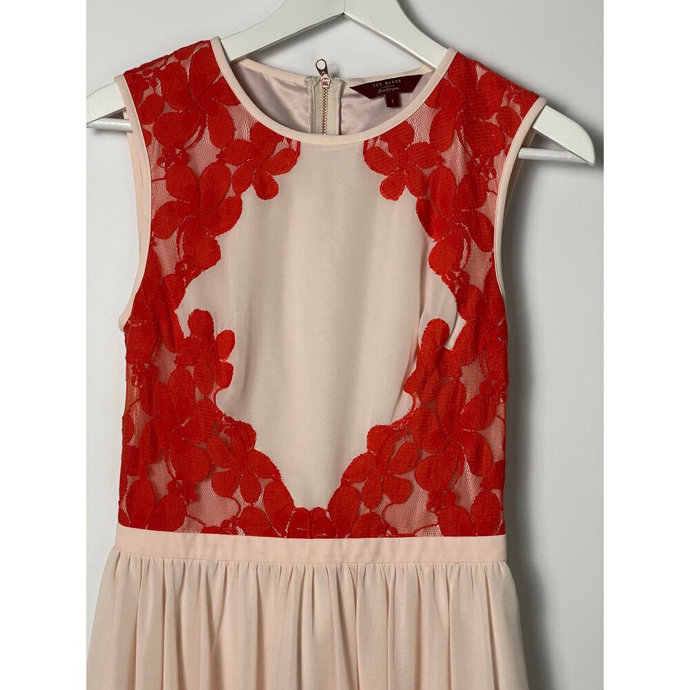 Ted Baker "Vember" Sleeveless Dress With lace bodice SZ 1 - Picture 2 of 8
